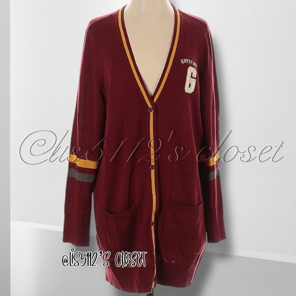 Torrid x Harry Potter Gryffindor Dark Red Varsity Boyfriend Cardigan 1X 14 16 - Picture 3 of 15